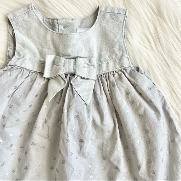 Cute star pattern light grey baby dress with bloomers - Picture 2 of 5
